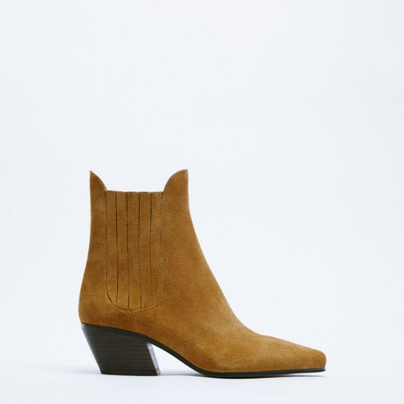 Zara Suede Cowboy-Style Ankle Boots EU 40 - Picture 12 of 13